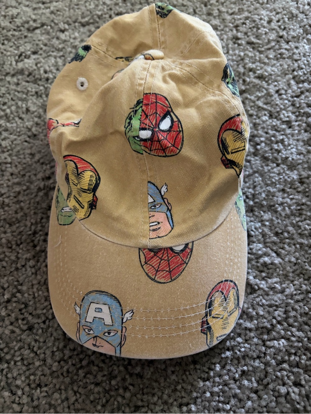 H&M Tan Kids Cap with Multicolor Marvel Superhero Faces